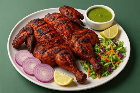 Flavorful Arabian-style roasted chicken, also known as Al Faham, prepared with a unique spice mix and grilled to perfection