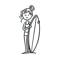 Enjoying summer activities at the beach with a surfboard