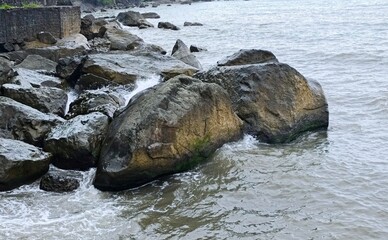 Rocks on the black sea in batumi tsikhisdziri