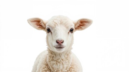 Fototapeta premium Sheep positioned before a blank backdrop