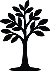 Obraz premium Vector Illustrator Deciduous Tree Black Graphic Element Natural Symbol Silhouette
