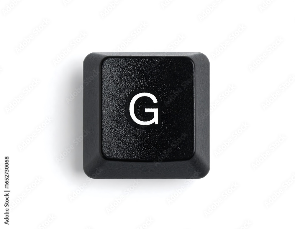 Poster letter g key from computer keyboard isolated on white minimalist studio shot
