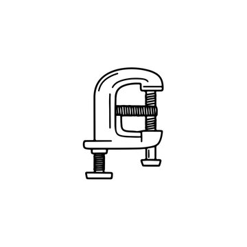 black and white clamp tool clip art preview