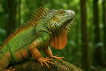 Fototapeta premium Understanding the Large, Tree-Dwelling Green Iguana, a Member of the Iguana Genus