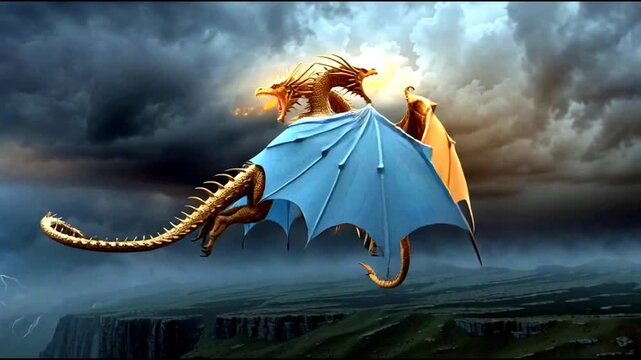 Epic dragon duel in stormy skies fierce battle amidst lightning