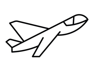 Minimalist Illustration of an Airplane in Flight with Simple Line Art Design