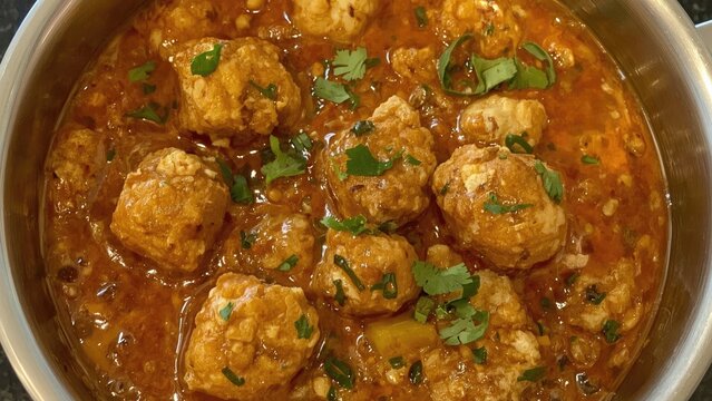 Spiced Soy Nugget Curry with Protein-Packed Ingredients - Isolated Food Background