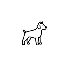 Simple Outline of a Dog in a Standing Profile Pose.