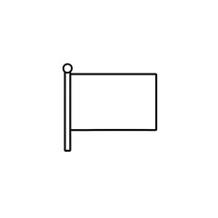 Fototapeta premium Simple Black Outline of a Flag on a Pole, Minimalist Design.
