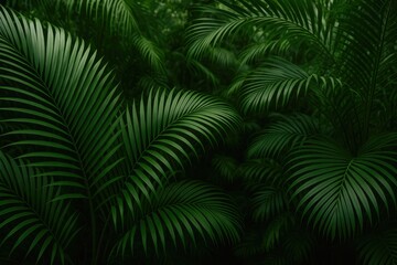Exotic Jungle Scene Featuring Vibrant Palm Plants