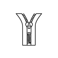 Simple Black Outline of a Zipper in Open Position