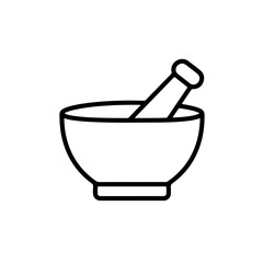 Simple Line Art Illustration of a Mortar and Pestle