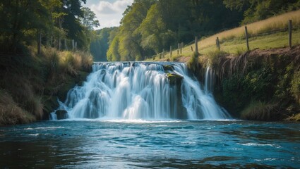Fototapeta premium Picturesque waterfall surrounded by nature