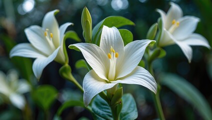 Obraz premium Rare Blossom Opening Precisely at Midnight with a Short Lifespan