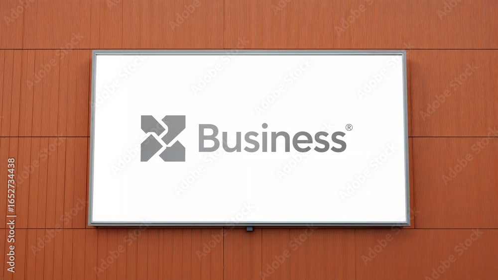 Poster orange building featuring a billboard mockup set on a white background with clipping path