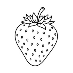 Simple Line Art Illustration of a Strawberry