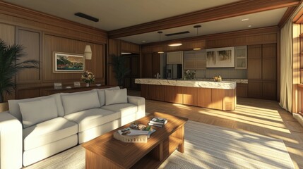 Modern living area with open kitchen