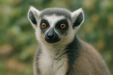 Obraz premium Captured view of a lemur behind glass