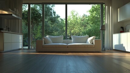 Fototapeta premium Cozy living room with nature views