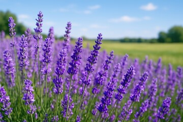 Naklejka premium Lavender blossoms in a vast field