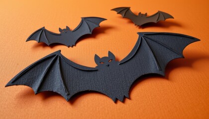 Fototapeta premium Action-packed papercraft bats creative studio art display indoor environment close-up view highly detailed render