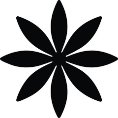 Vector Illustrator Graphic of an Eight Petal Flower Silhouette