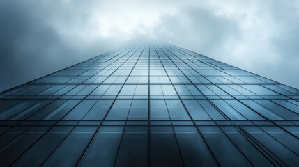 Fototapeta premium Tall glass tower against cloudy sky