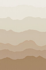 Neutral Beige Gradient Mountain Range Illustration