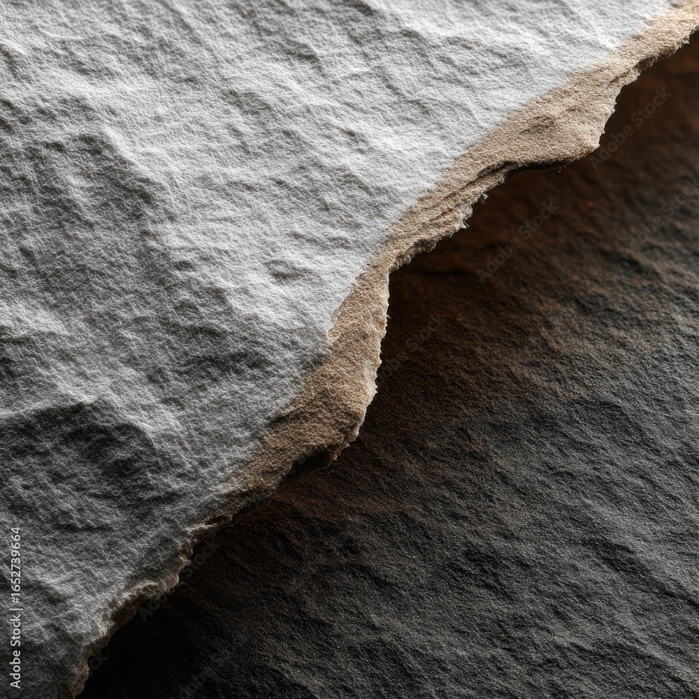 Poster textured surface of natural paper with unique edge and subtle shadows highlighting the organic aesth