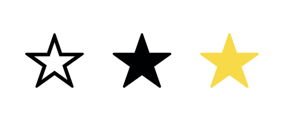 Three star icons showing outline, filled in black and a yellow star set