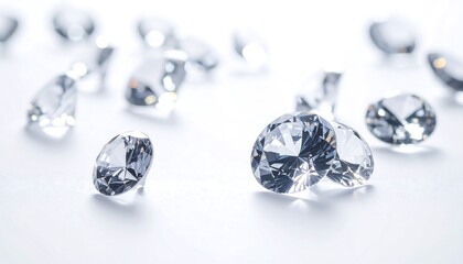 Sparkling diamonds on a white background