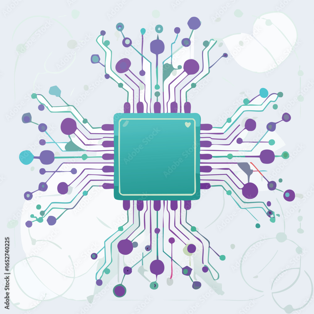 Poster abstract tech microchip circuit design