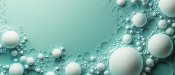 Abstract white spheres isolated on green background