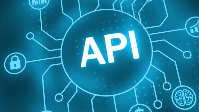 API Integration Visualized with Digital Neon Network Connections, Showcasing Data Exchange, Technology Connectivity, Cloud Services, Real-Time Communication, and Smart Business Solutions