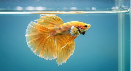 Golden betta fish in aquarium (1)