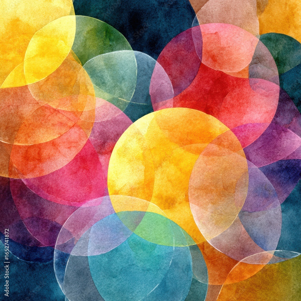 Aufkleber vibrant colorful abstract circular shapes blending in a dynamic composition for modern art and desig