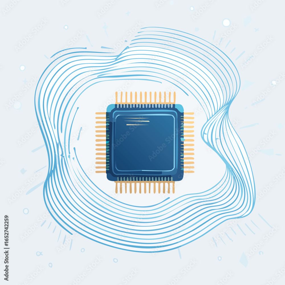 Aufkleber microchip processor: digital data flow