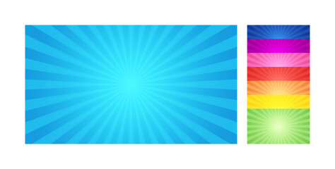 Set Of Simple Radiant Straight Sunburst Background Design Collection