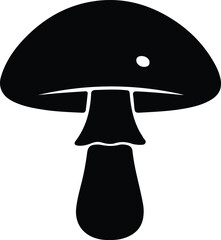 Vector Illustrator mushroom with round cap black and white Silhouette