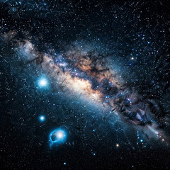 Obraz premium The Milky Way Galaxy with Bright Stars and Nebulae