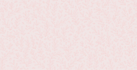 Botanical, spring inspired pattern in pastel tones, hand drawn vector background