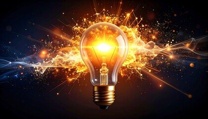 Technology light bulb in the dark