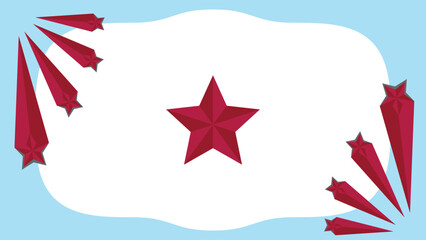 Abstract composition featuring a central star and decorative starburst elements on a white background