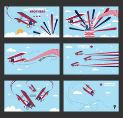 Template The Wright Brothers Aviation History Commemorating National Aviation Day with Vintage Biplanes and Fireworks