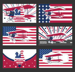 Template Vintage Airplane Designs American Patriotism Graphics