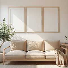 Serene Minimalist Living Room with Natural Elements