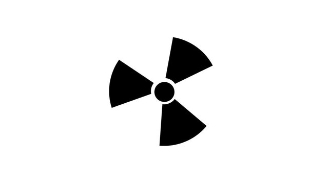 Simple black radioactive symbol Animation on white background