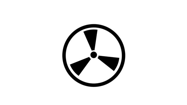 High-visibility radioactive hazard symbol Animation against white background.