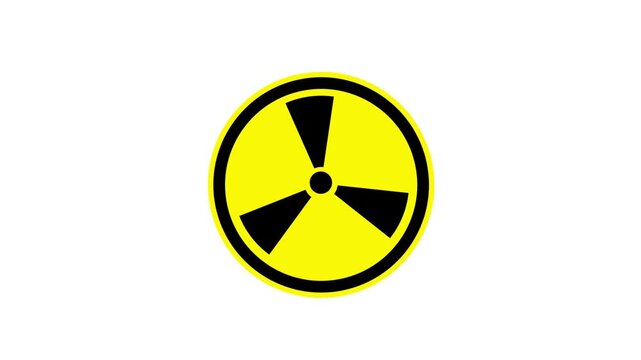 High-visibility radioactive hazard symbol Animation against white 