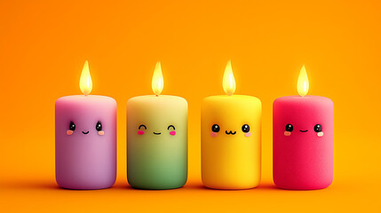 Colorful Decorative Candle with Happy Expression